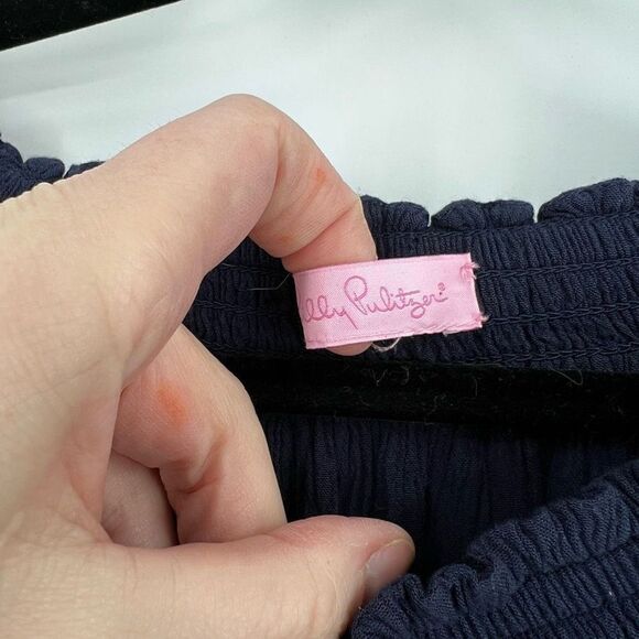 Lilly Pulitzer Nita Off The Shoulder Top Navy studded embellished blouse XS‎ - Picture 6 of 12